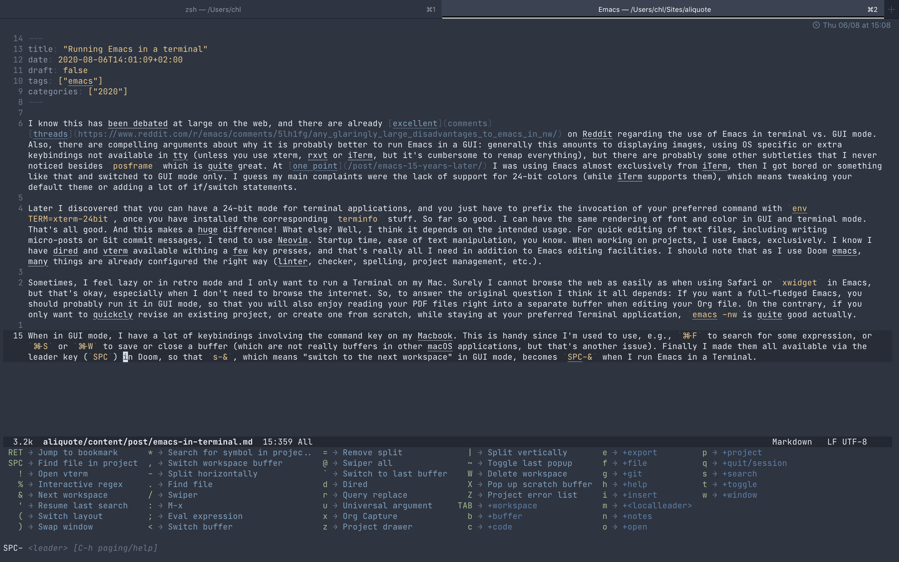 emacs vim shortcuts